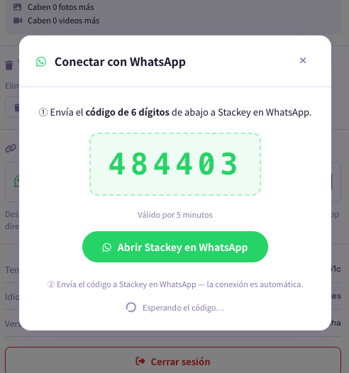Entra en la PC con un código de 6 dígitos por WhatsApp