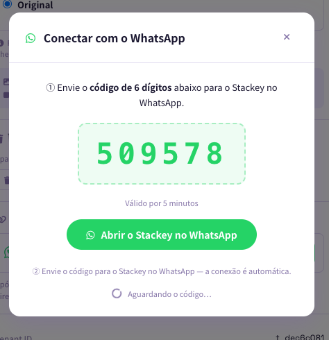 Entre no PC com código de 6 dígitos pelo WhatsApp